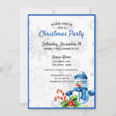 Cute Blue Snowman Noël Invitation (Devant)