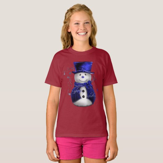 Cute Blue Snowman T-shirt (Voorkant volledig)