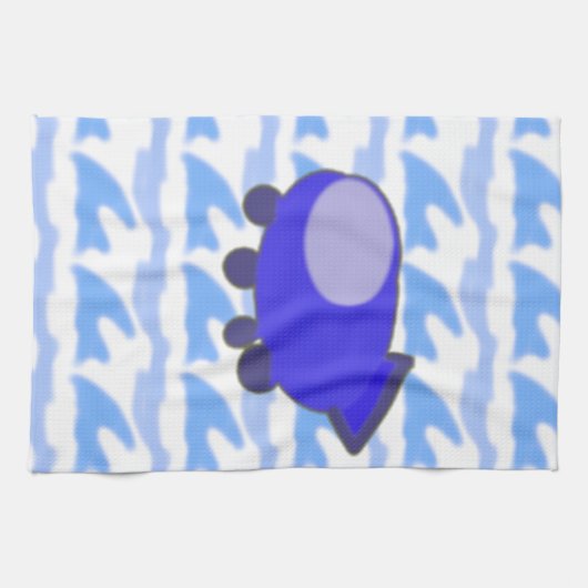 Cute Blue Spacship Waveworld Serviettes de cuisine (Horizontal)