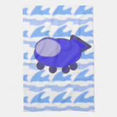 Cute Blue Spacship Waveworld Serviettes de cuisine (Vertical)