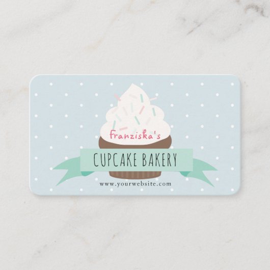 Cute Blue Sprinkings Cupcake Bakery Carte de visit (Devant)