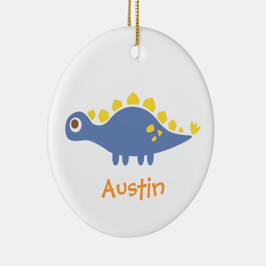 Cute Blue Stegosaurus Dinosaur voor kinderen Keramisch Ornament (Rechts)