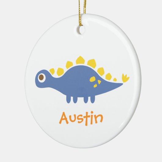 Cute Blue Stegosaurus Dinosaur voor kinderen Keramisch Ornament (Links)