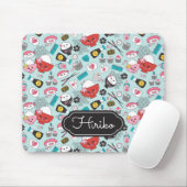 Cute Blue Sushi Pattern Muismat (Met muis)