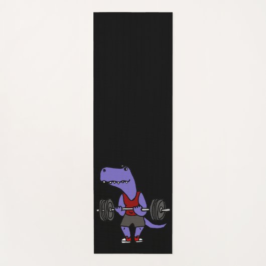Cute Blue T-rex Dinosaur Weightlifter Yogamat (Voorkant)