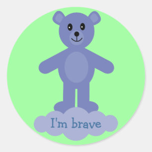 Cute Blue Teddy Bear Je suis Brave Stickers Récomp