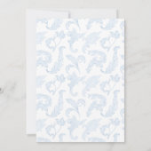 Cute Blue Toile Frame Bow Baby Boy Shower Kaart (Achterkant)