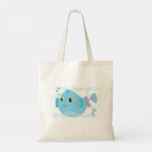 Cute Blue Tropical Fish Pink Fins Tote Bag (Achterkant)