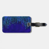 Cute blue turquoise Unicorn Glitter Drives monogra Bagagelabel (Achterkant horizontaal)