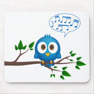 Cute blue twitter bird cartoon muismat