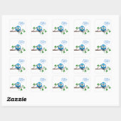 Cute blue twitter bird cartoon vierkante sticker (Vel)