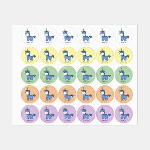 Cute Blue Unicorn Labels