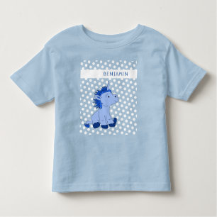 Cute Blue Unicorn Polka Dot Pattern Kinder Name Kinder Shirts