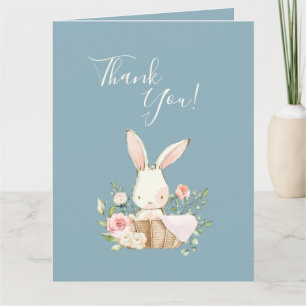 Cute Blue Waterverf Bunny Baby shower Bedankkaart
