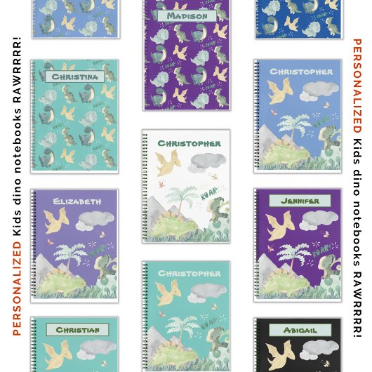 Cute Blue Waterverf Dinosaur Notitieboek