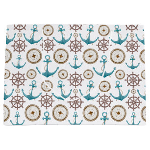 Cute Blue Waterverf Nautical Sailor Patroon Groot Cadeauzakje