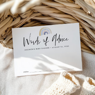 Cute Blue Waterverf Rainbow Baby shower Advieskaart