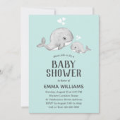 Cute Blue Whale Baby shower Invitation - Garçon (Devant)