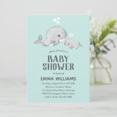 Cute Blue Whale Baby shower Invitation - Garçon (Debout devant)