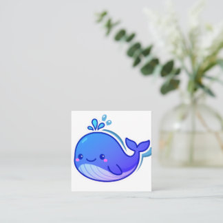Cute Blue Whale Sticker Vierkante Visitekaartje