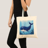 Cute Blue Whale Tote Bag  (Devant (produit))