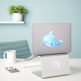 Cute Blue Whale Waterverf Sticker