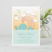 Cute Blue Whales Baby shower Invitation garçon (Debout devant)