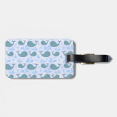 Cute Blue Whales Monogram Patroon Bagagelabel (Achterkant horizontaal)