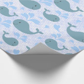 Cute Blue Whales Pattern Cadeaupapier (Hoek)