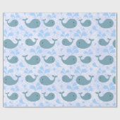 Cute Blue Whales Pattern Cadeaupapier (Vlak)