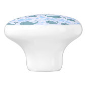 Cute Blue Whales Pattern Monogram Keramische Knop (Zijkant)
