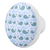 Cute Blue Whales Pattern Monogram Keramische Knop (Rechts)