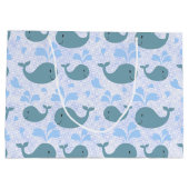 Cute Blue Whales Pattern Monogram Large Cadeautasje (Achterkant)