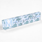 Cute Blue Whales Pattern Monogram Naambordje