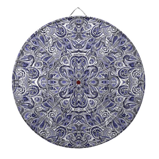 Cute blue white paisley patterns design dartbord (Voorkant)