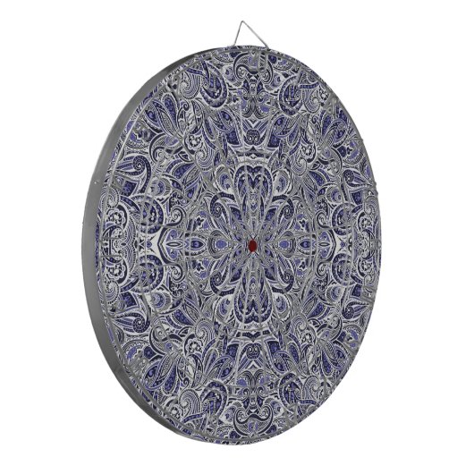 Cute blue white paisley patterns design dartbord (Voorkant Links)