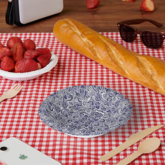 Cute blue white paisley patterns design papieren kommen (Picknick)