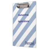 Cute Blue & White Stripe Barbershop Clipboard  Klembord (Links)