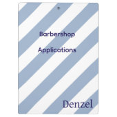 Cute Blue & White Stripe Barbershop Clipboard  Klembord (Achterkant)