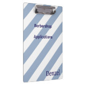 Cute Blue & White Stripe Barbershop Clipboard  Klembord (Rechts)