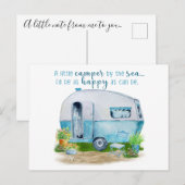 Cute Blue & White Waterverf Retro  Glamper Briefkaart (Voorkant / Achterkant)