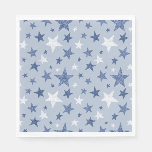 Cute Blue Winter Stars Servet (Voorkant)