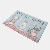 Cute Blue Woodland Animals Deurmat (Schuin)