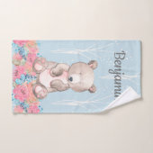 Cute Blue Woodland Ours Baby Nursery (Serviette à main)