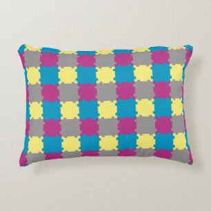 Cute Blue Yellow Paars Grey Puzzle like Pattern Accent Kussen