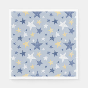 Cute Blue & Yellow Winter Stars Servet