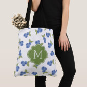 Cute Blueberries Pattern Monogram Tote Bag (Dichtbij)