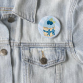 Cute Blueberry Cupcake Birthday Celebration Ronde Button 5,7 Cm (In situ)