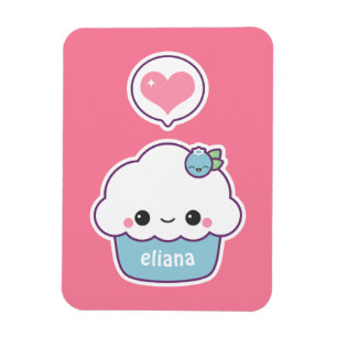 Cute Blueberry Cupcake Magneet