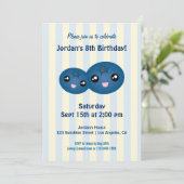 Cute Blueberry kinderen Birthday Party Invitation Kaart (Staand voorkant)